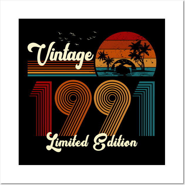 Vintage 1991 Shirt Limited Edition 29th Birthday Gift Wall Art by Damsin